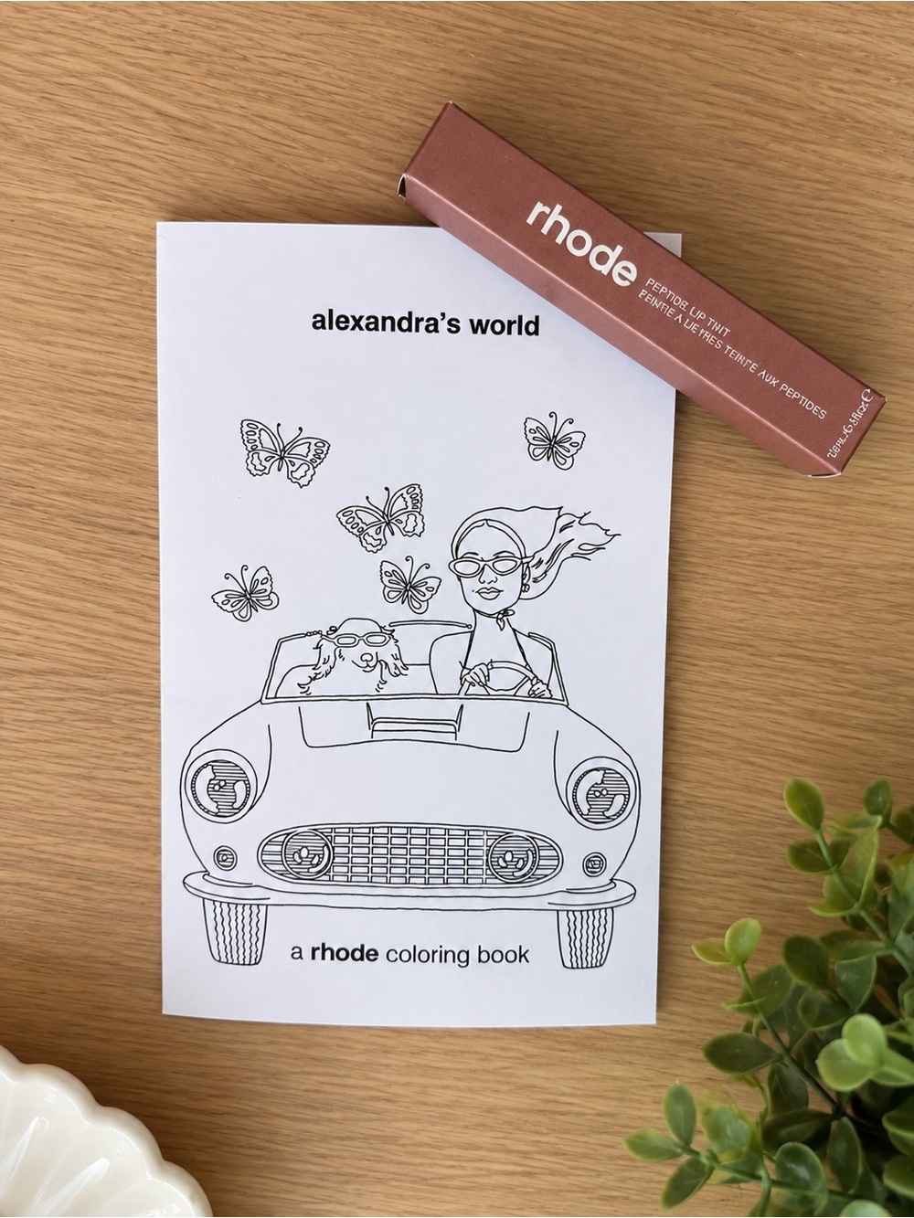 RHODE Peptide Lip Tint in Sweet Apple and Alexandra’s World Coloring Book
